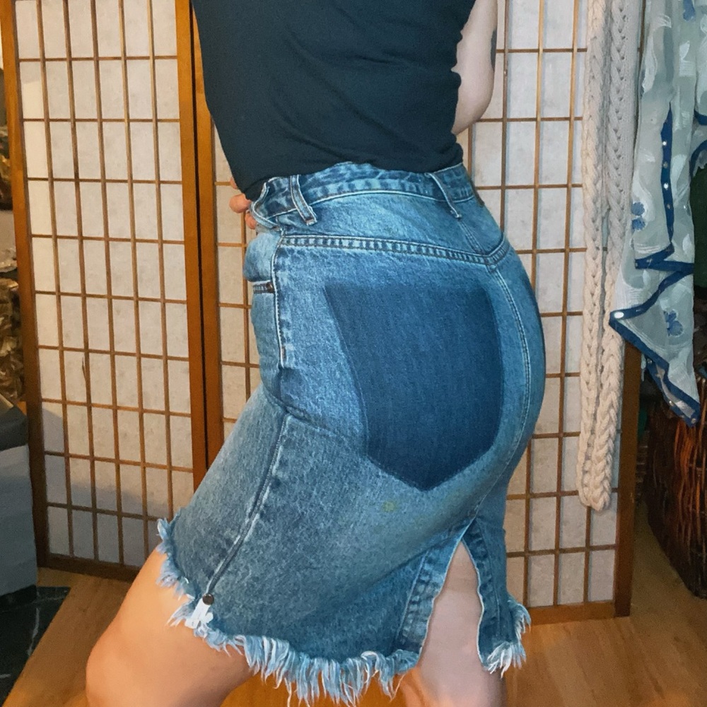 One teaspoon denim pencil skirt with faded pockets